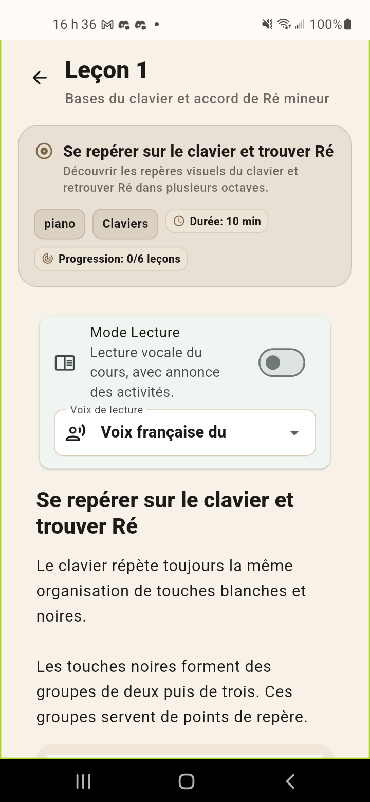Première leçon réelle du cours Intruzic pour se repérer sur le clavier et trouver Ré